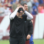 Oct 11, 2026; Landover, Maryland, USA; Washington Commanders head coach Dan Quinn reacts after the game against the New York Giants at Northwest Stadium. Mandatory Credit: Amber Searls-Imagn Images