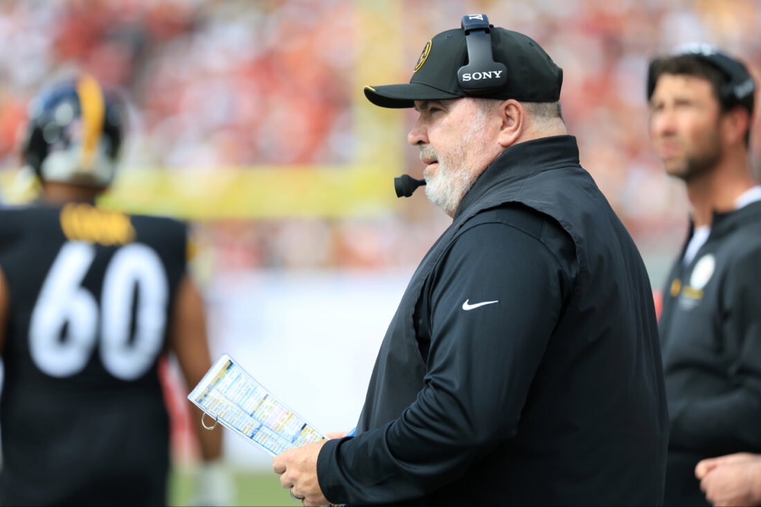 Oct 18, 2026; Tampa, Florida, USA; Pittsburgh Steelers head coach Mike McCarthy looks on during the third quarter against the Tampa Bay Buccaneers at Raymond James Stadium. Mandatory Credit: Kim Klement Neitzel-Imagn Images