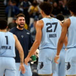 Oct 21, 2026; Memphis, Tennessee, USA; Memphis Grizzlies guard Ty Jerome (2) reacts during the third quarter against the Utah Jazz at FedExForum. Mandatory Credit: Petre Thomas-Imagn Images